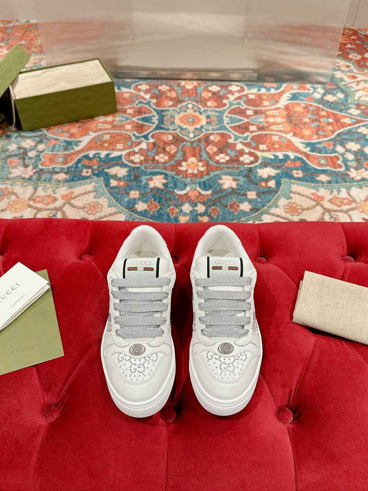 GUCCI 26S SCREENER SNEAKER IN WHITE CALFSKIN