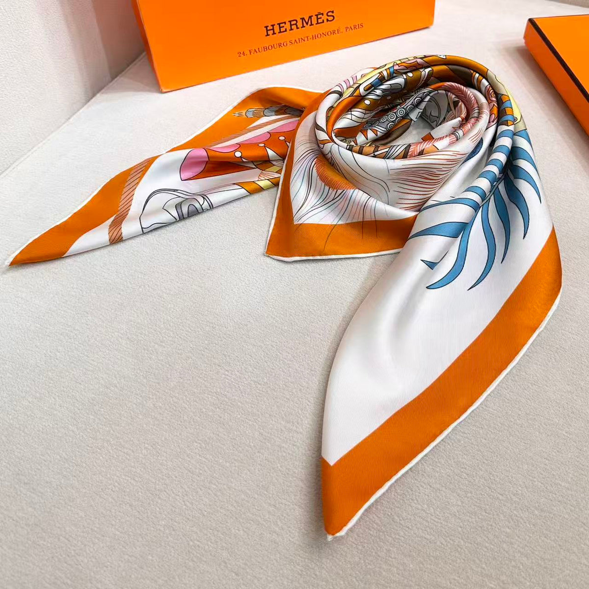 HERMES 26S SCARF 88 IN SILK 495802
