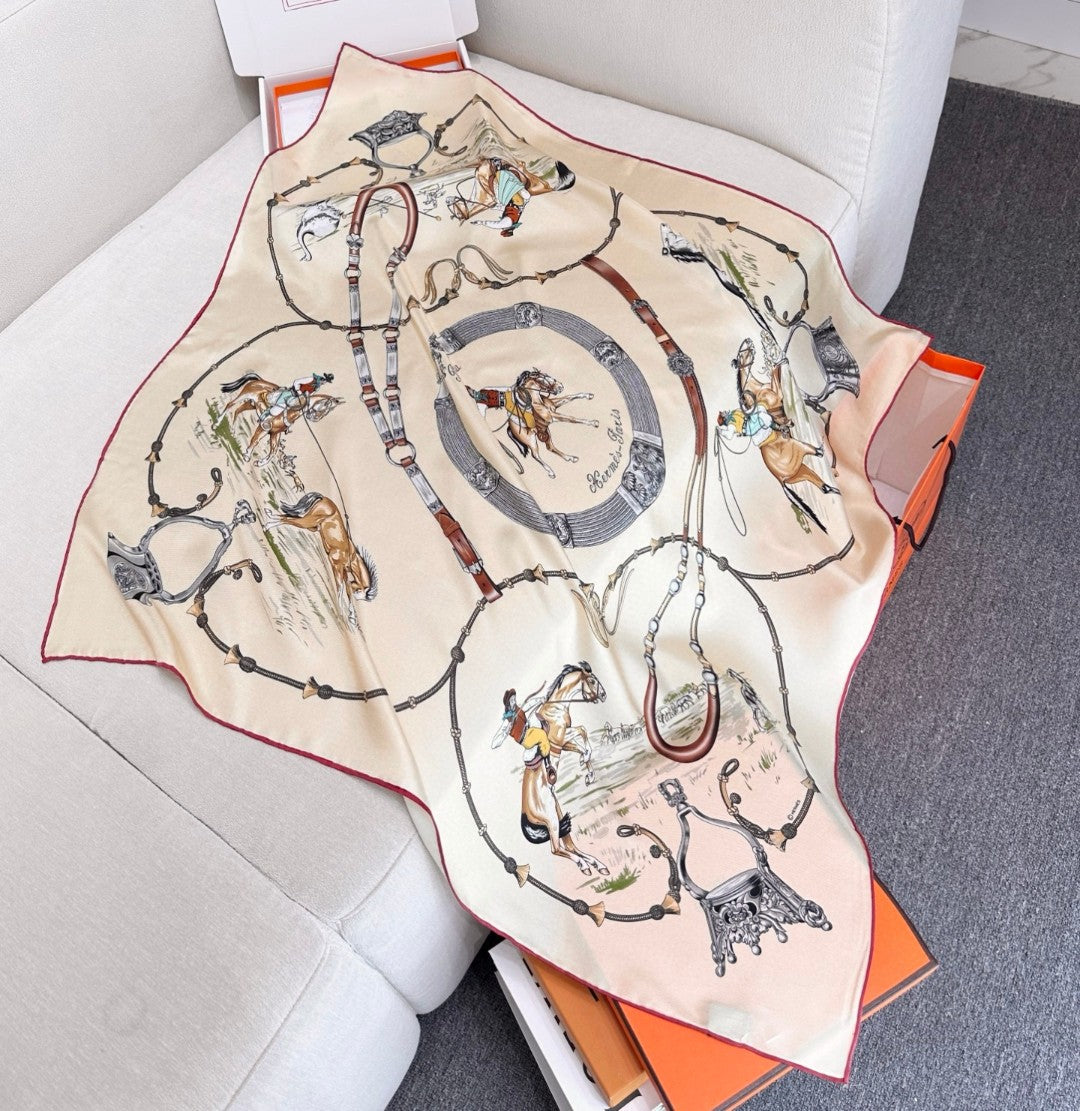 HERMES 26S SCARF 90 IN SILK AND CASHMERE 492389