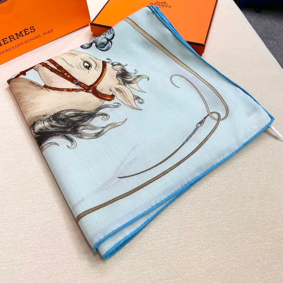 HERMES 26S SCARF 135 IN SILK AND CASHMERE 498250