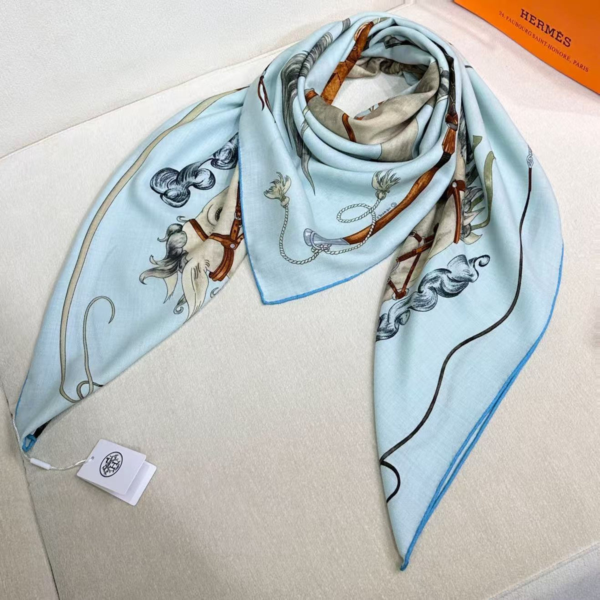 HERMES 26S SCARF 135 IN SILK AND CASHMERE 498250