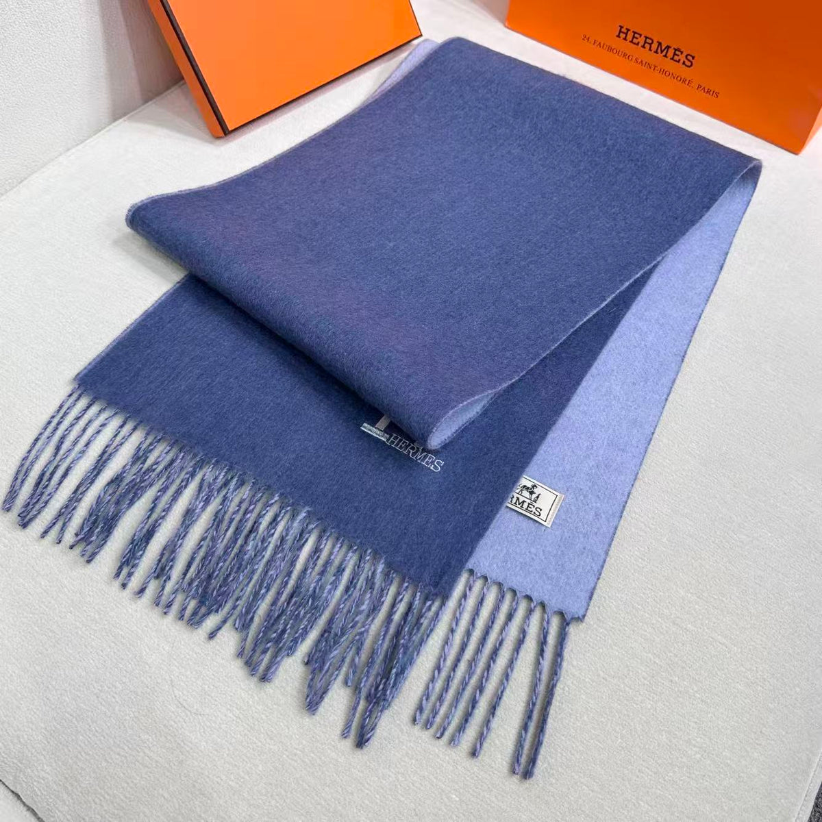 HERMES 26S SCARF 190 IN CASHMERE WOOL BLEND 492376