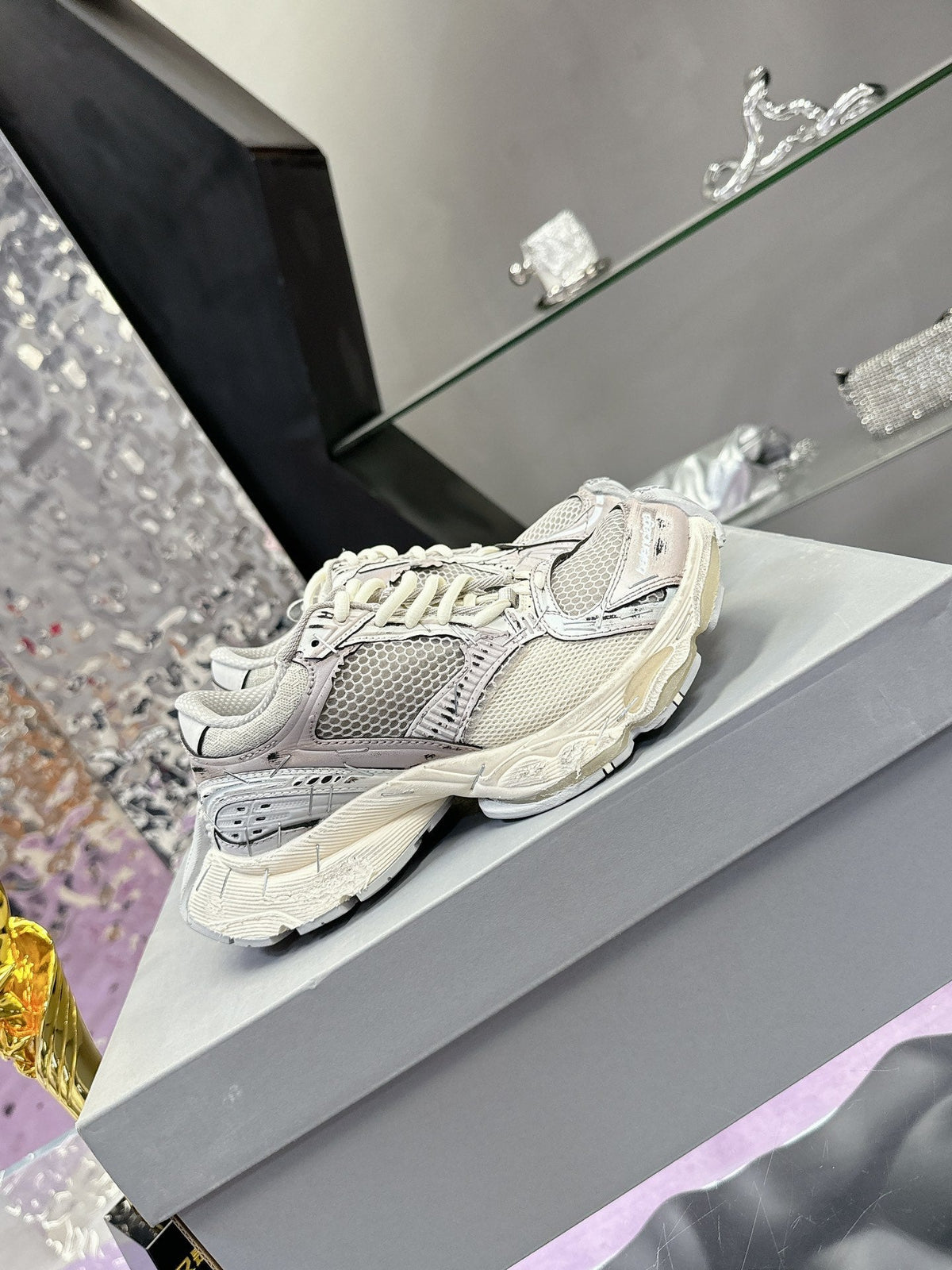 STAPLER SNEAKER IN BEIGE AND GREY POLYURETHANE AND POLYESTER