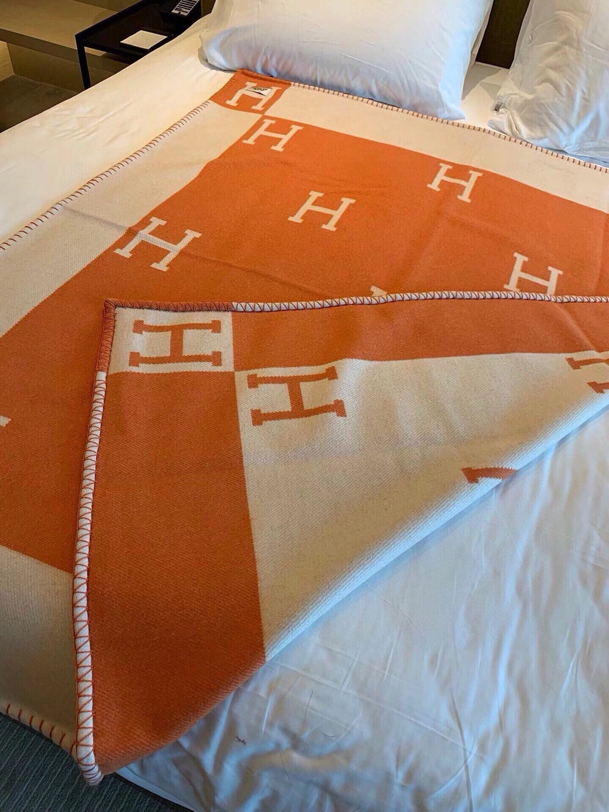 TIGRE BAYADERE BLANAVALON III THROW BLANKET IN SPANISH ORANGE CASHMERE 407145