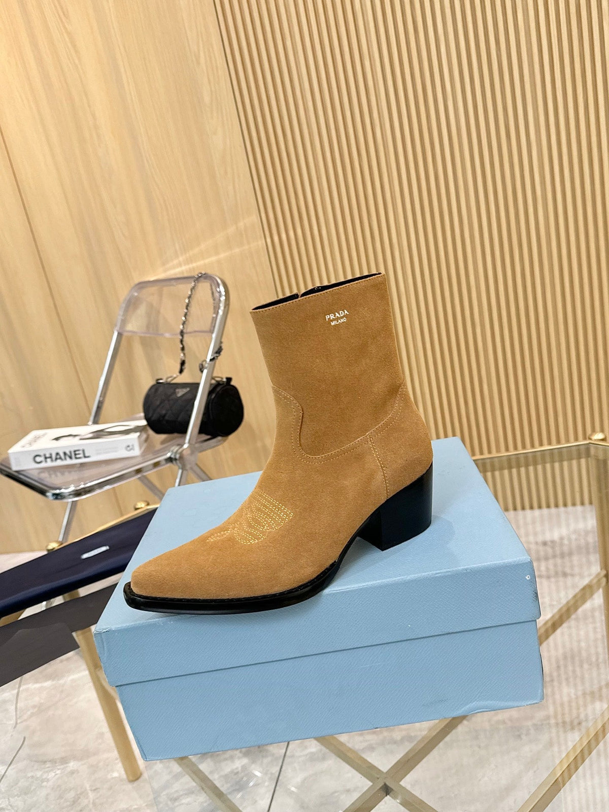 PRA ANKLE BOOTS IN TAN BROWN SUEDE