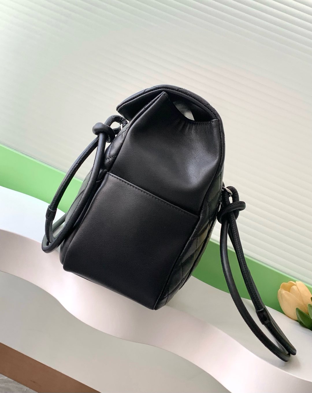 CHANEL CAMBON LARGE FLAP 25S 33 CM IN BLACK CALFSKIN WITH LOGO