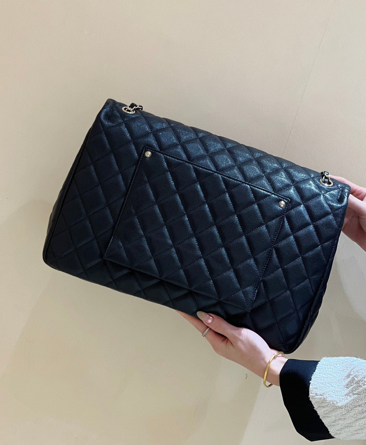 25S CHANEL CLASSIC JUMBO BAG 38 IN BLACK LAMBSKIN