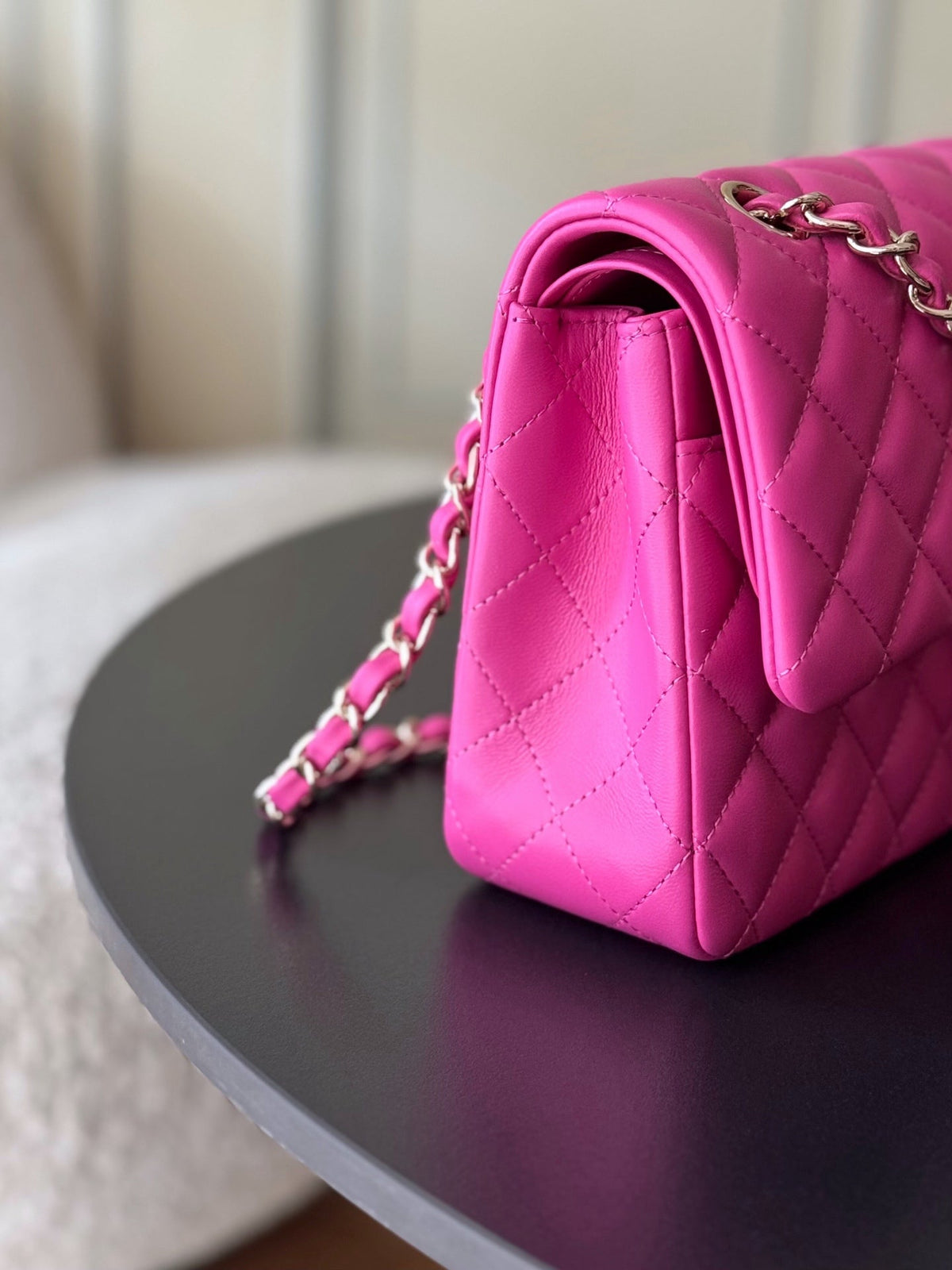 CHANEL 25S CLASSIC FLAP BAG 25 CM IN PINK LAMBSKIN WITH GOLD HARDWARE