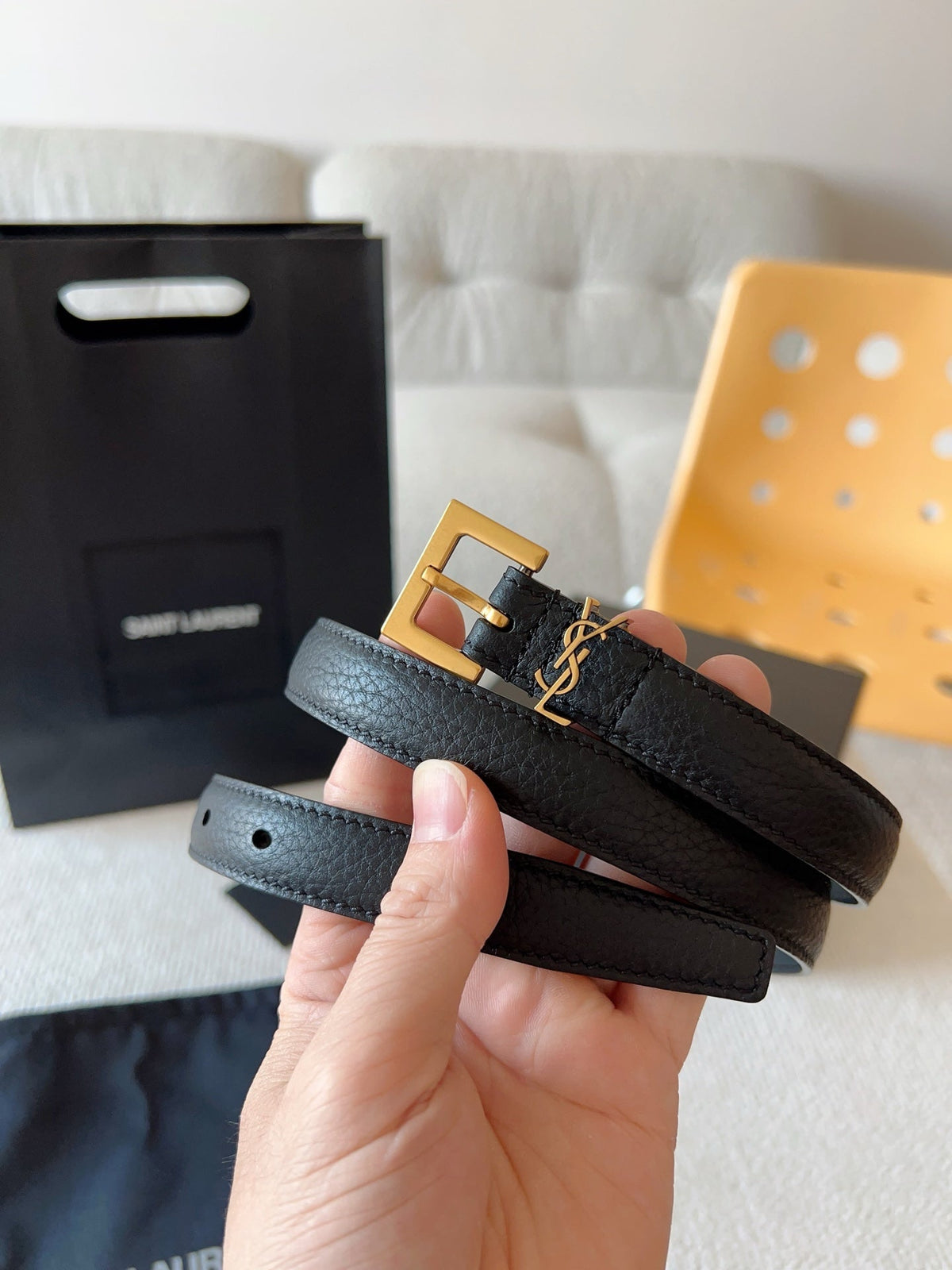 YSL 25S BELT 20 MM IN BLACK CALFSKIN 571013 mysite