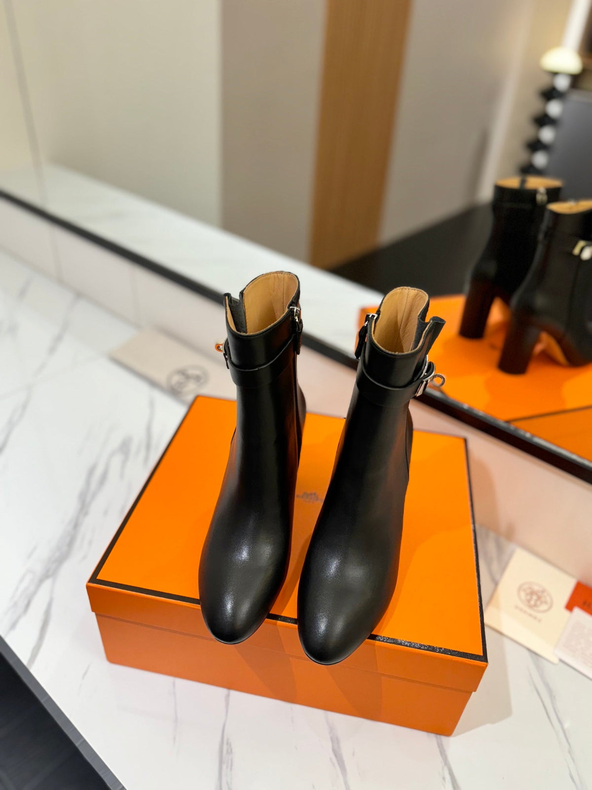 HM 26S ANKLE BOOTS 85 MM IN BLACK CALFSKIN