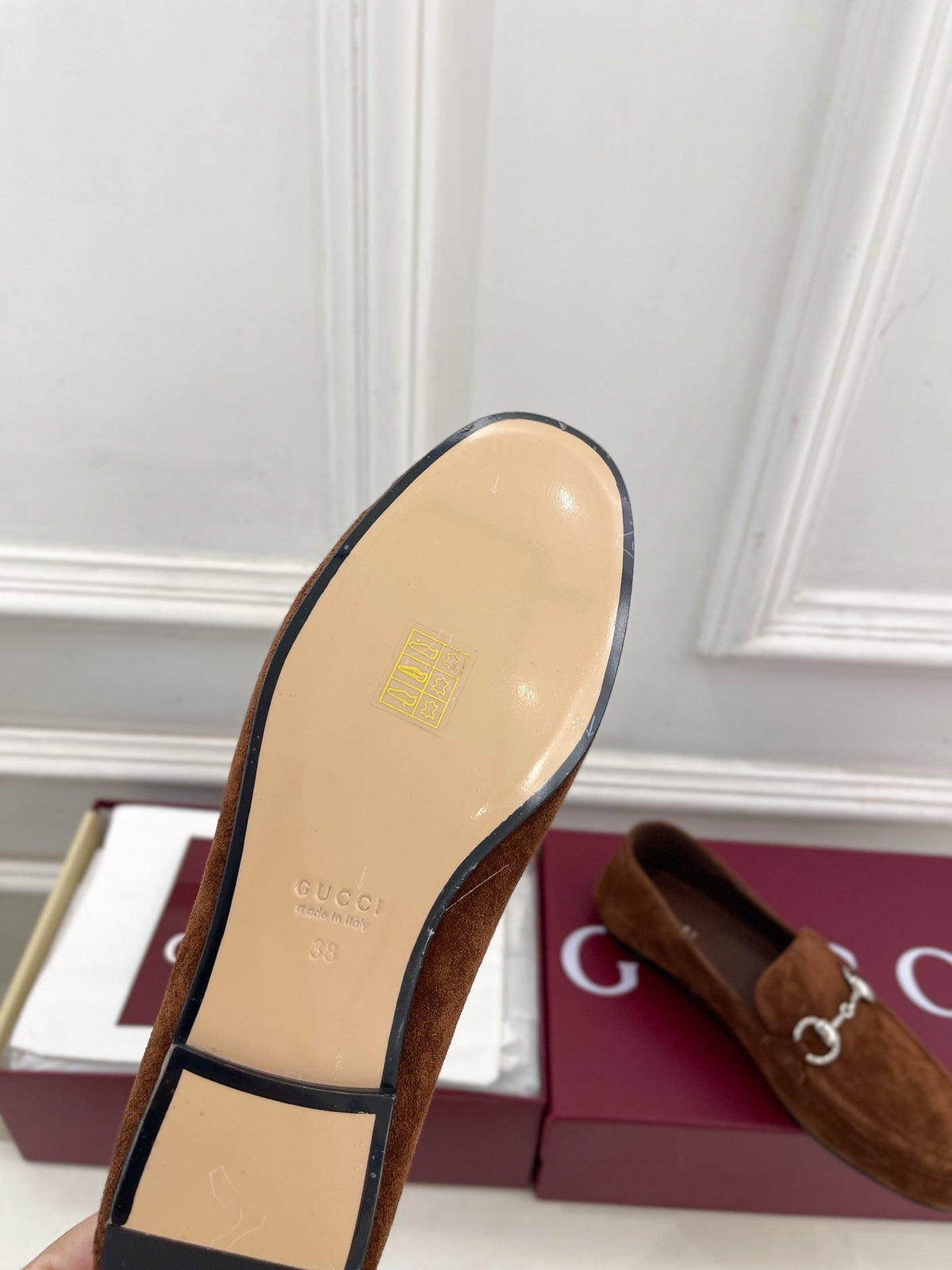 GUCCI 26S LOAFERS MM IN BROWN SUEDE WITH SILVER HARDWARE