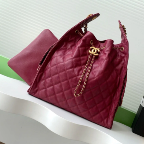 CC 25C HOBO BAGS 40CM DARK RED GRAINED CALFSKIN