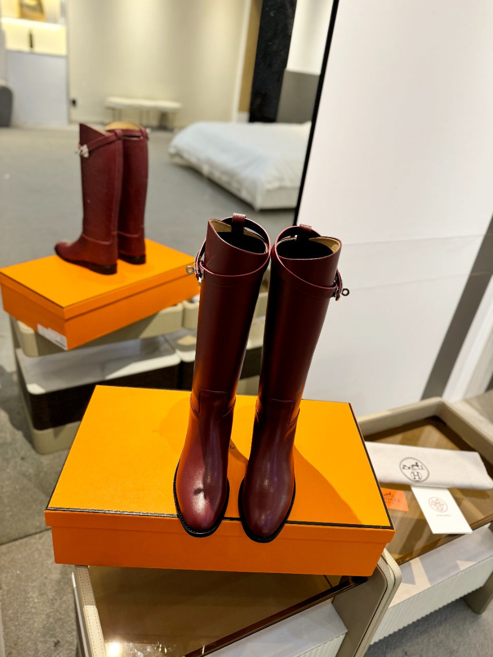 STIVALI JUMPING IN WINE RED CALFSKIN