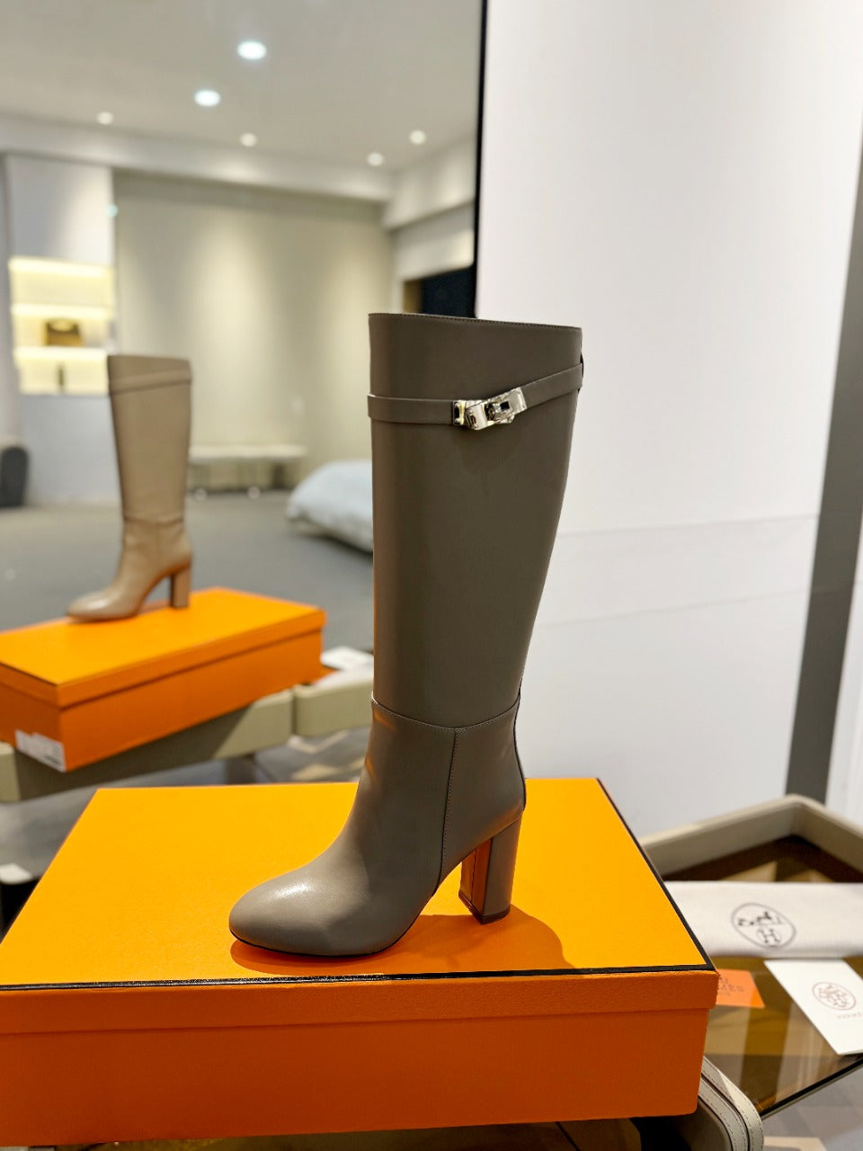 STORY BOOT 85MM IN PEANUT BROWN CALFSKIN