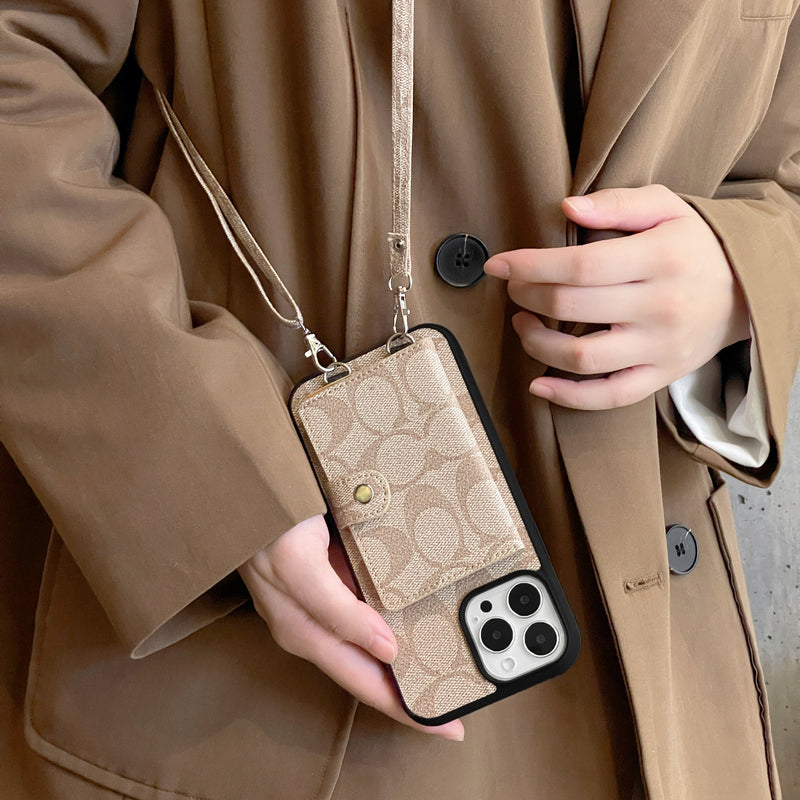 Classic iPhone Case With Wallet And Strap White -SZK240402 mysite