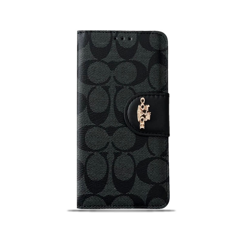 Classic iPhone Case Leather Flip Case with Card Holder Black mysite