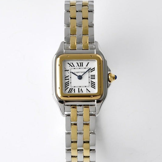 PANTHERE DE CARTIE 22MM QUARTZ GOLD STEEL WHITE DIAL