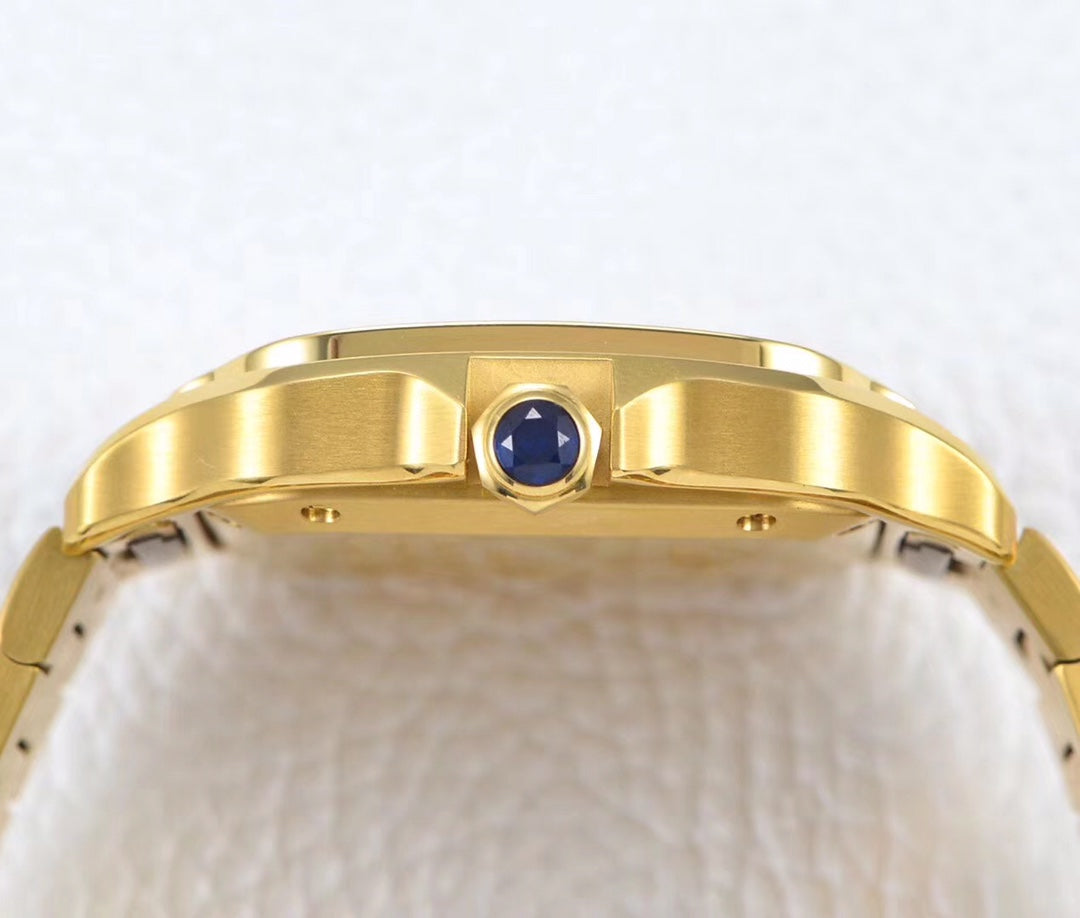 SANTOS LADY 35.1MM AUTOMATIC GOLD DIAMOND BEZEL