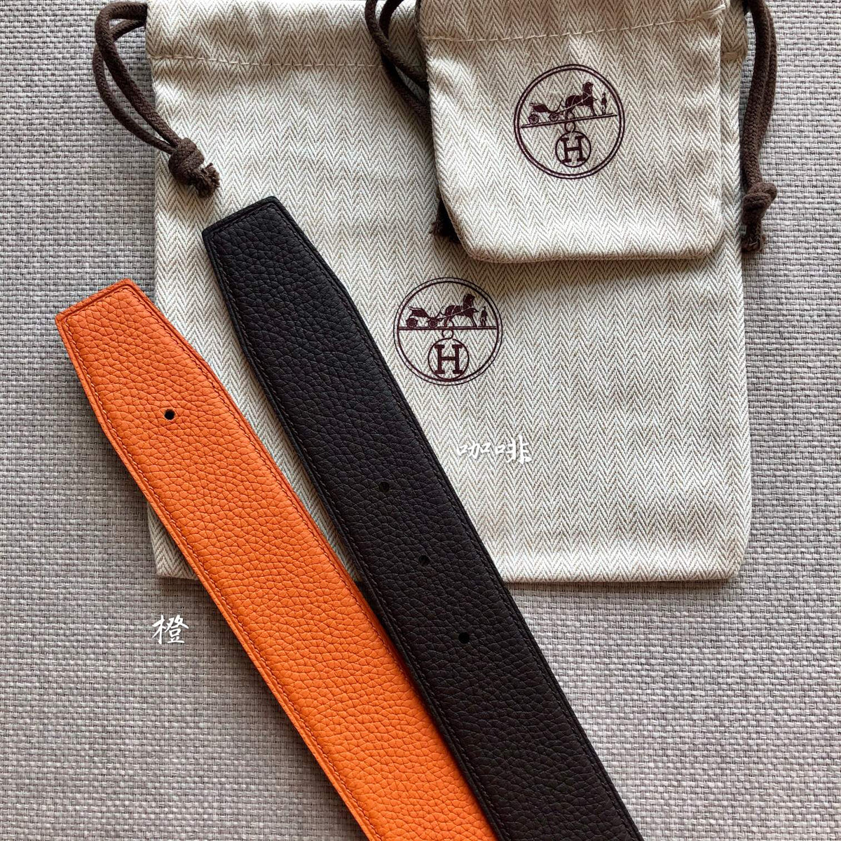 HM BELT BUCKLE & REVERSIBLE BLACK AND ORANGE LEATHER STRAP 38MM SILVER HARDWARE mysite