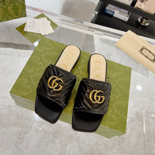 GG EXCLUSIVE SLIDE SANDAL BLACK CALFSKIN