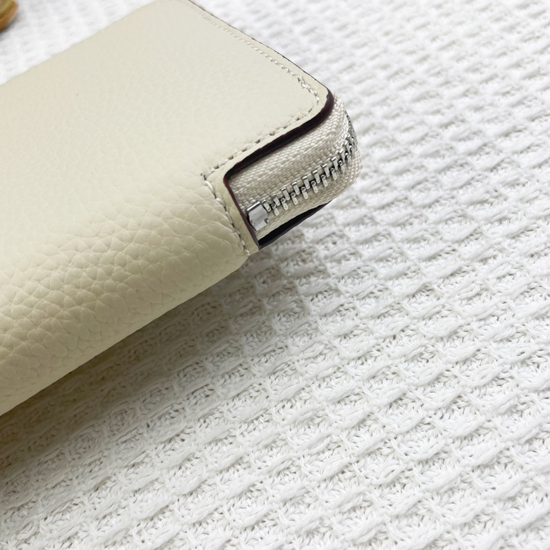 HM SILK'IN CLASSIC WALLET 20 WHITE GRAINED CALFSKIN