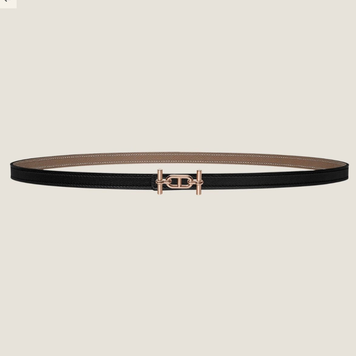 HM ANCRE BUCKLE & REVERSIBLE BLACK AND KHAKI BROWN LEATHER STRAP 13MM COPPER HARDWARE mysite