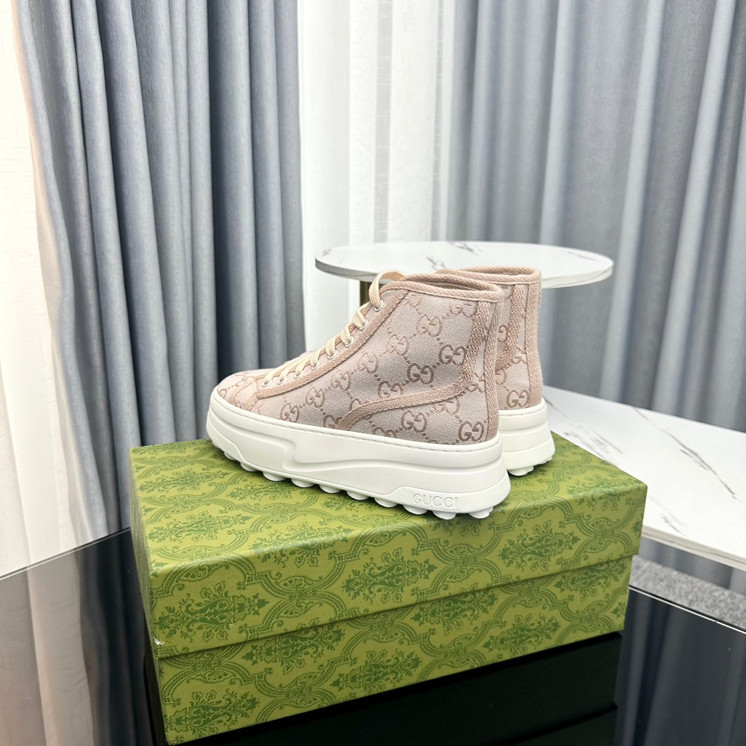 GG HIGH TOP SNEAKER FLATFORM CREAM CANVAS