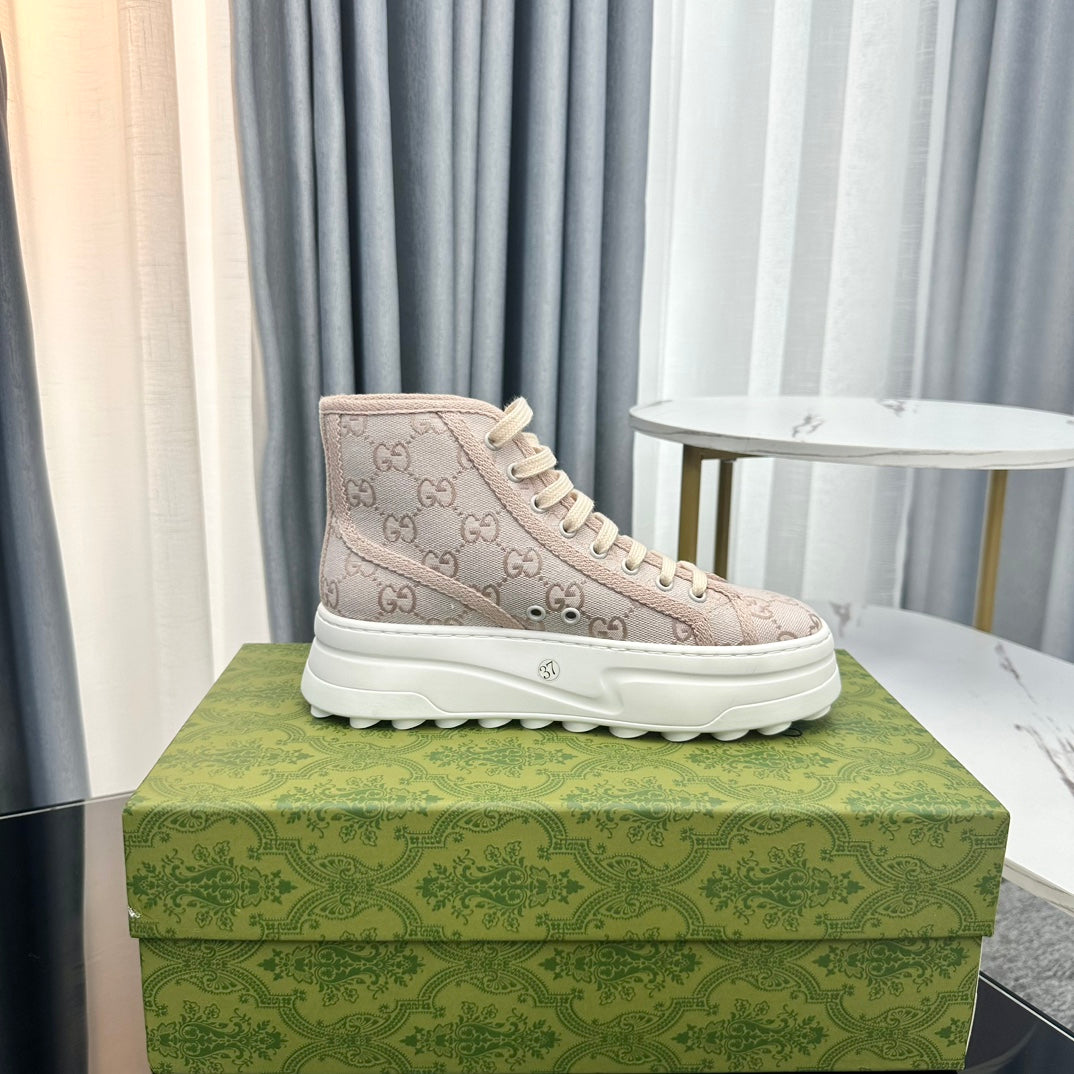GG HIGH TOP SNEAKER FLATFORM CREAM CANVAS