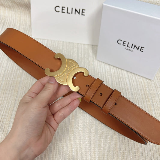 Triomphe Belt 35mm Tan Calfskin Ghw mysite