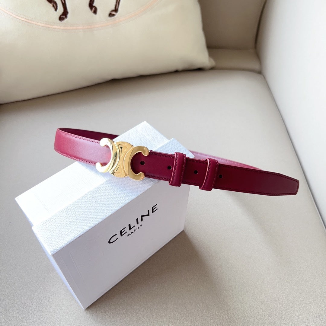 Medium Triomphe Belt 25mm Wine Calfskin Ghw mysite
