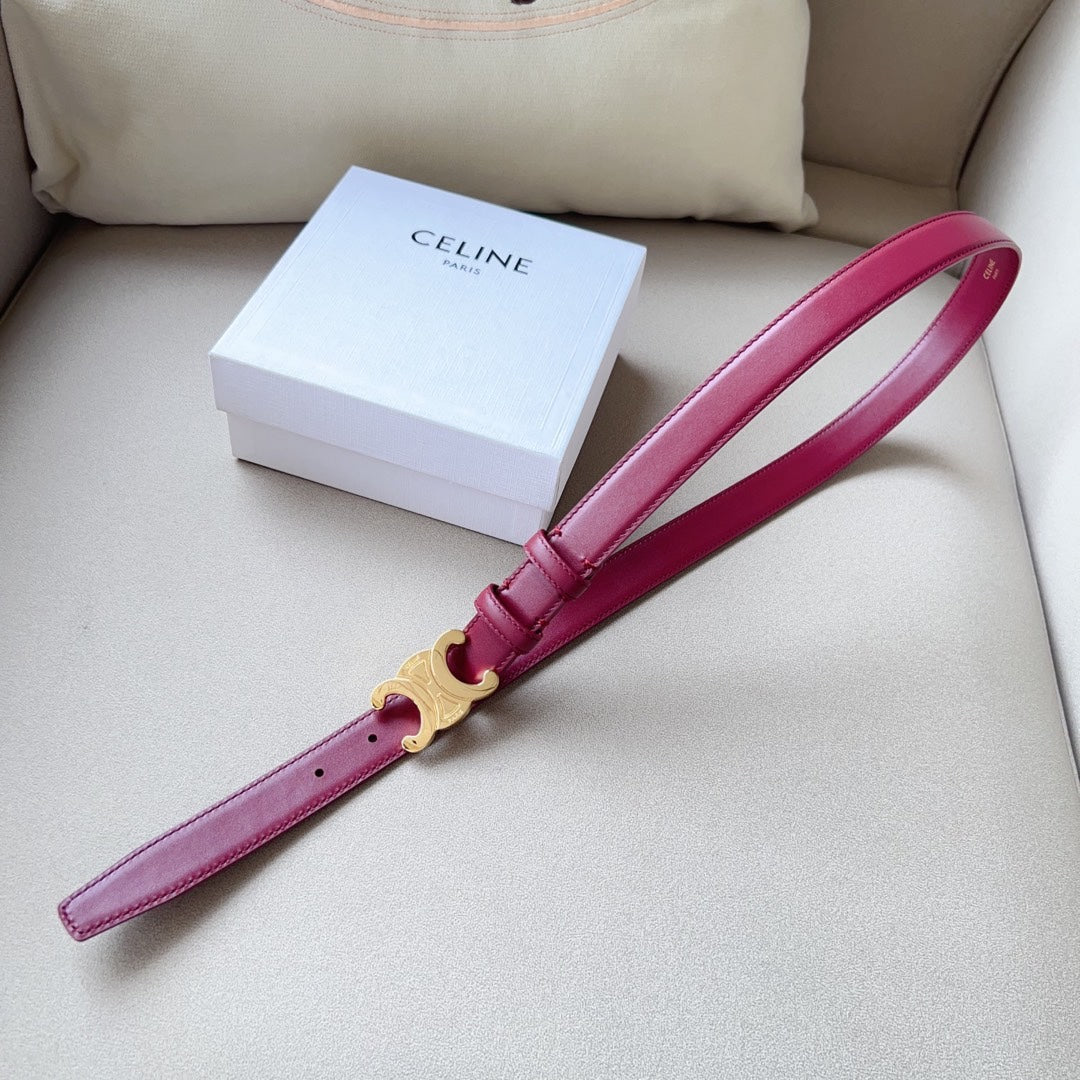 Medium Triomphe Belt 25mm Wine Calfskin Ghw mysite