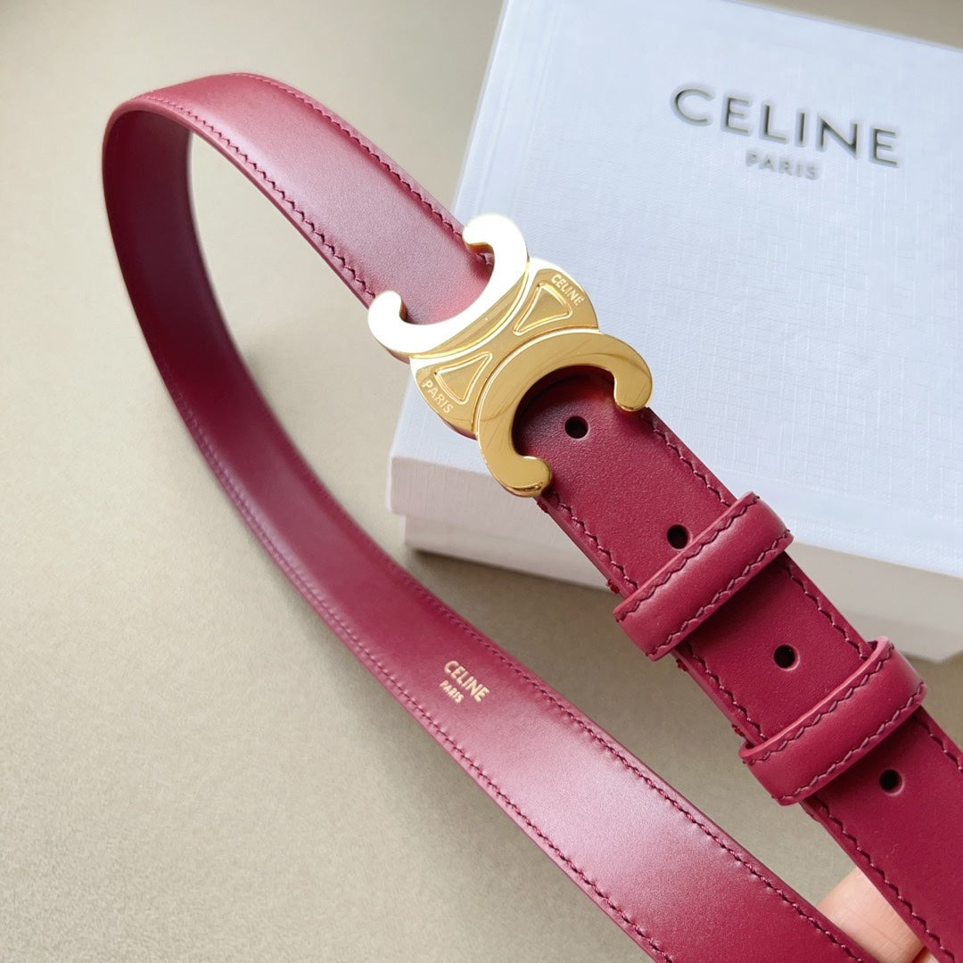 Medium Triomphe Belt 25mm Wine Calfskin Ghw mysite