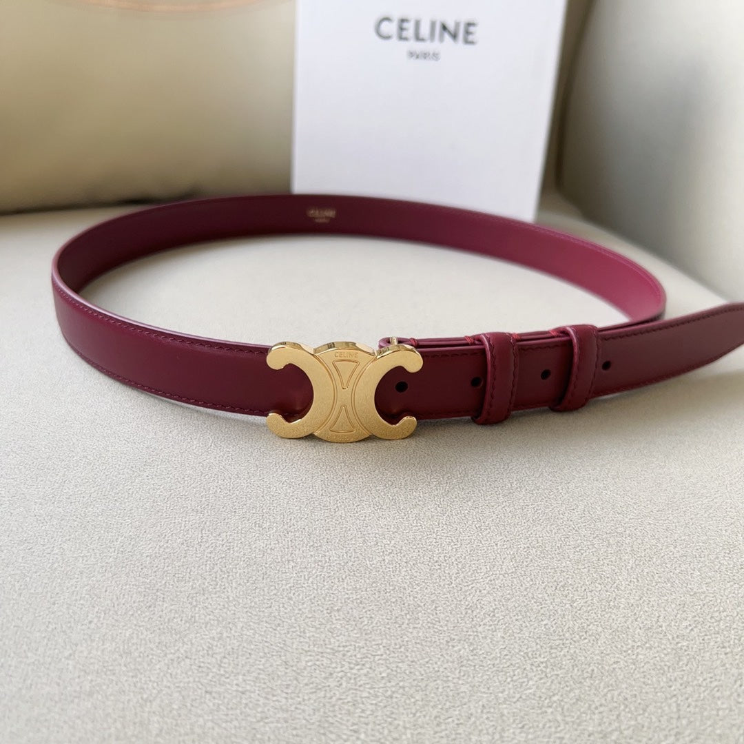 Medium Triomphe Belt 25mm Wine Calfskin Ghw mysite