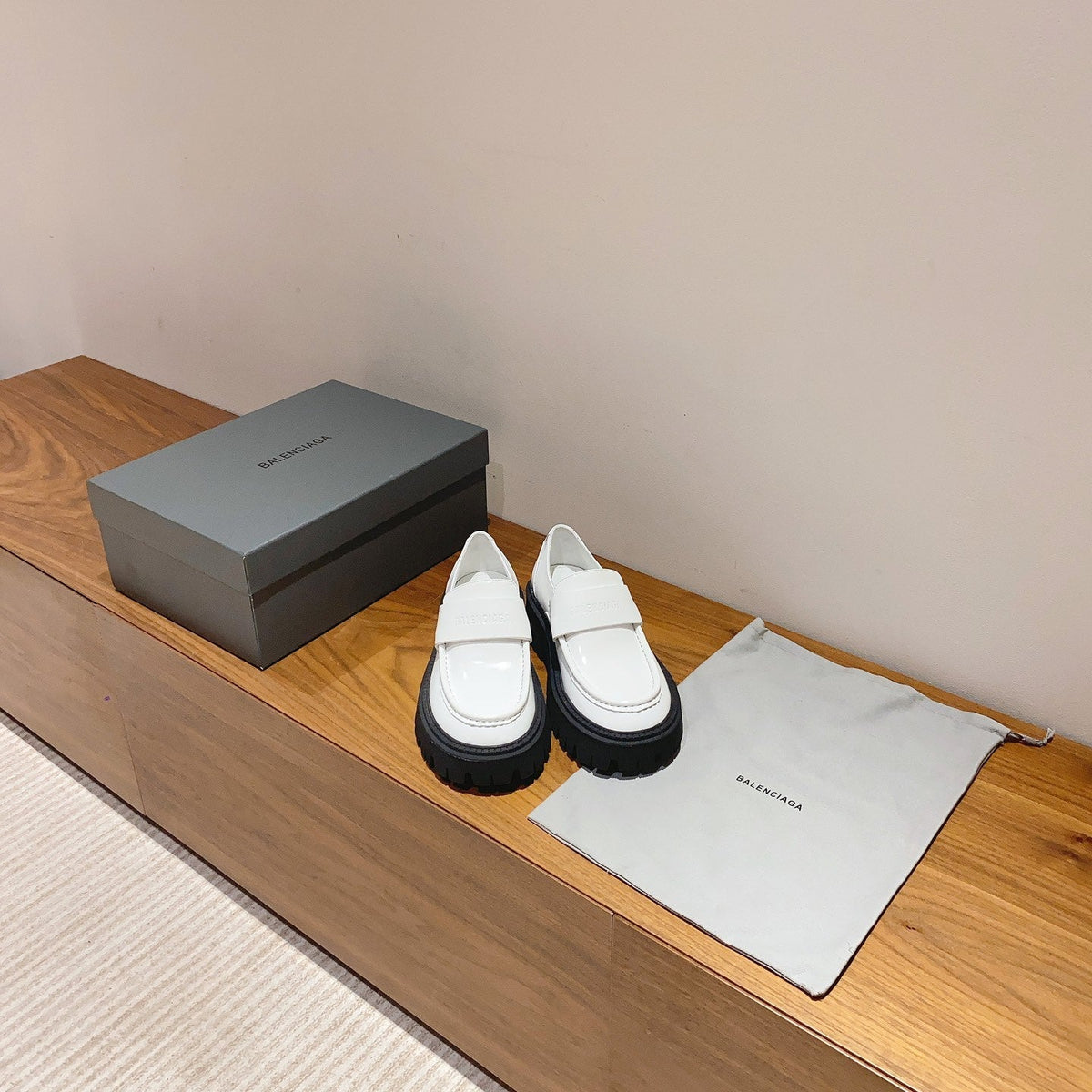 BALENCIAGA 25S LOAFERS IN WHITE CALFSKIN