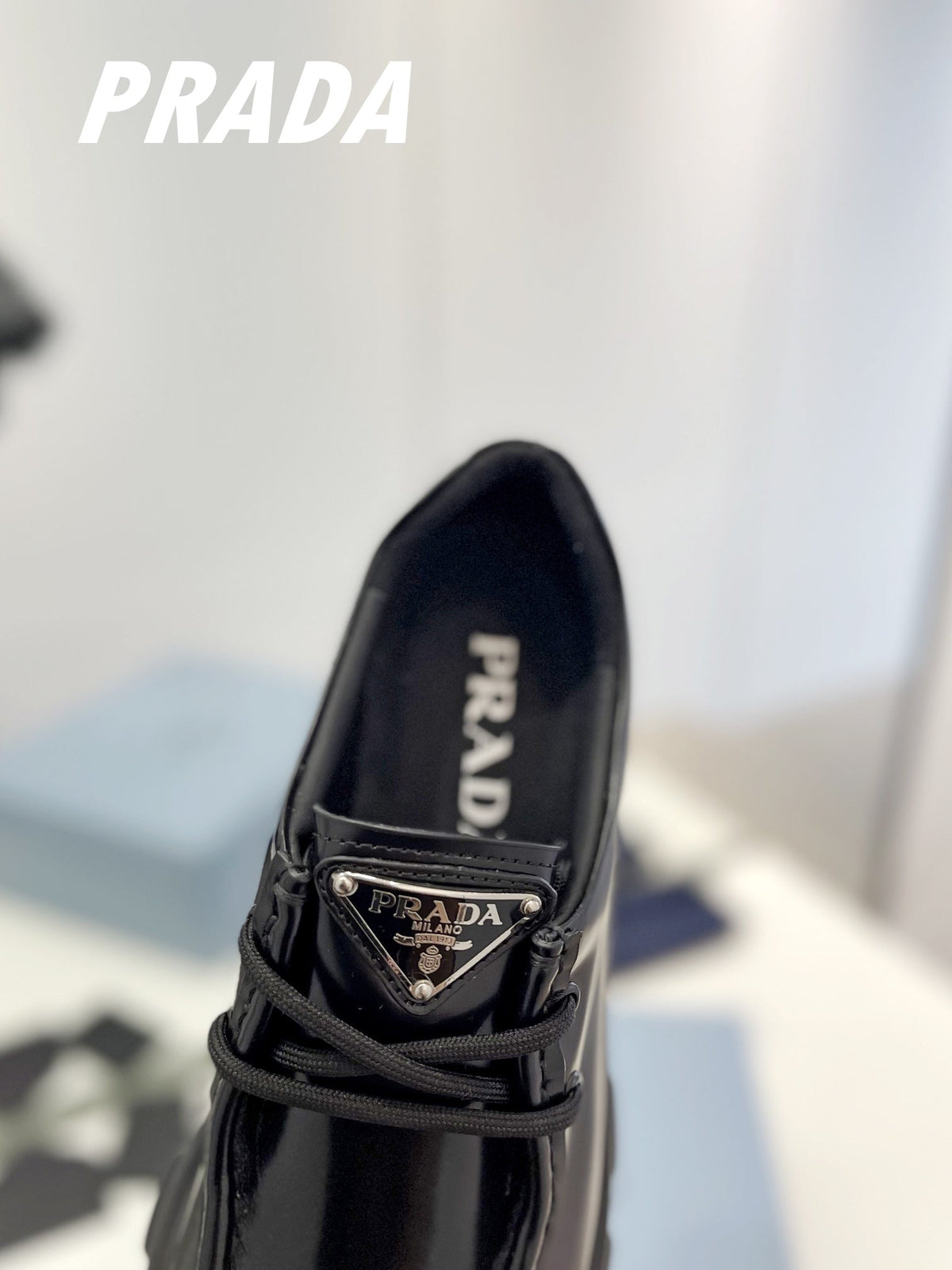 PRA MONOLITH LACE-UP LOAFERS BLACK CALFSKIN