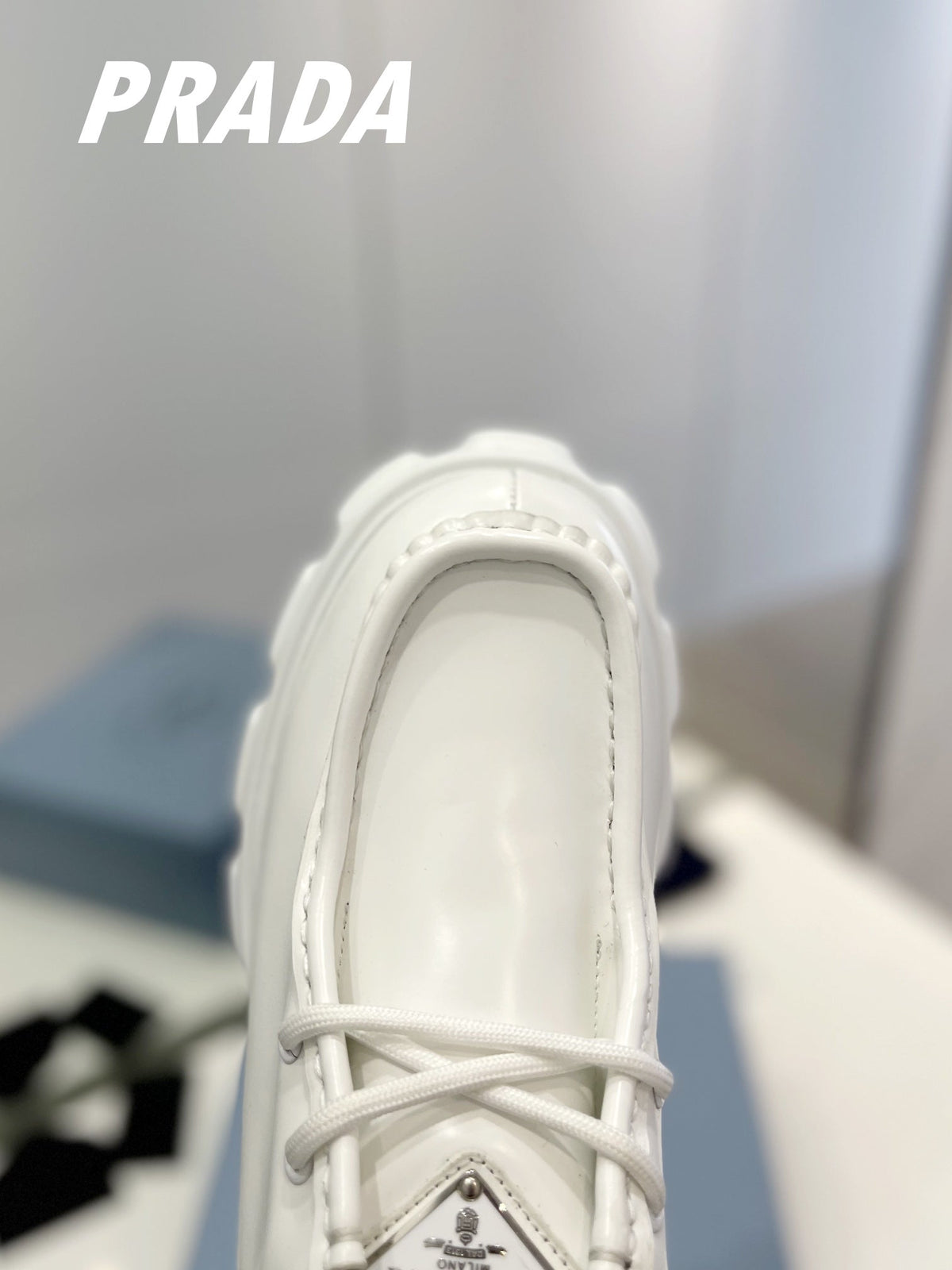 PRA MONOLITH LACE-UP LOAFERS WHITE CALFSKIN