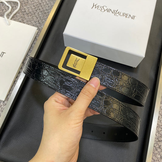 YSL 25S BELT 30 MM IN BLACK EMBOSSED CALFSKIN 548096 mysite