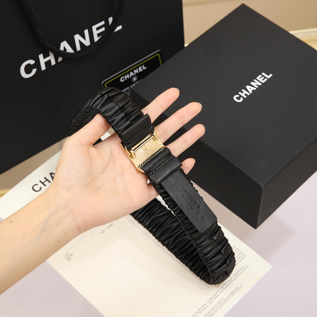 CHANEL 26S BELT 30 MM IN BLACK CALFSKIN 658425 mysite