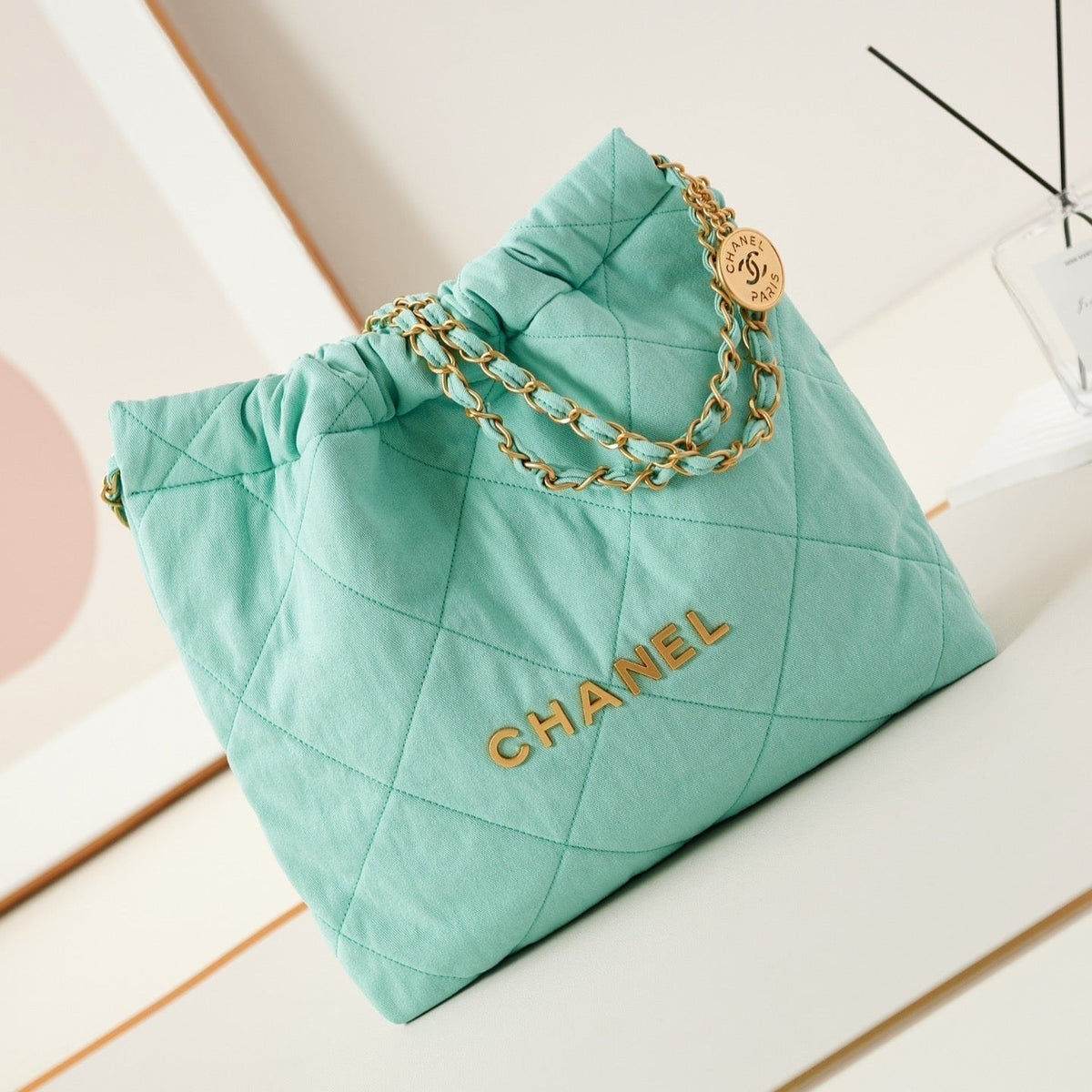 CC CLASSIC MEDIUM 37 BAG IN TF BLUE CANVAS