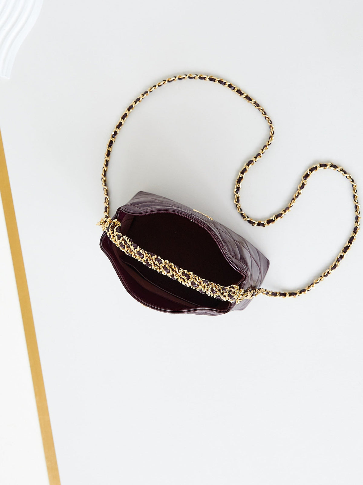 HOBO BAG 18 IN WINE RED SOFT LAMBSKIN GOLD CHAIN