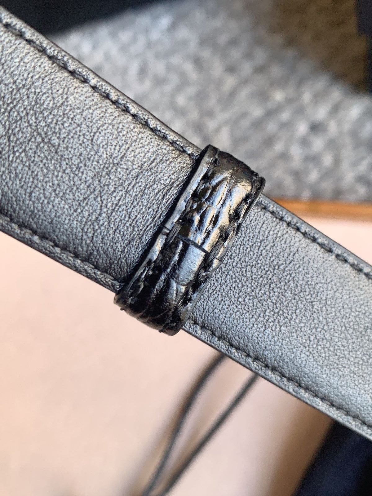 YSL 25S BELT 24 MM IN BLACK EMBOSSED CALFSKIN STYLE 3 529685 mysite