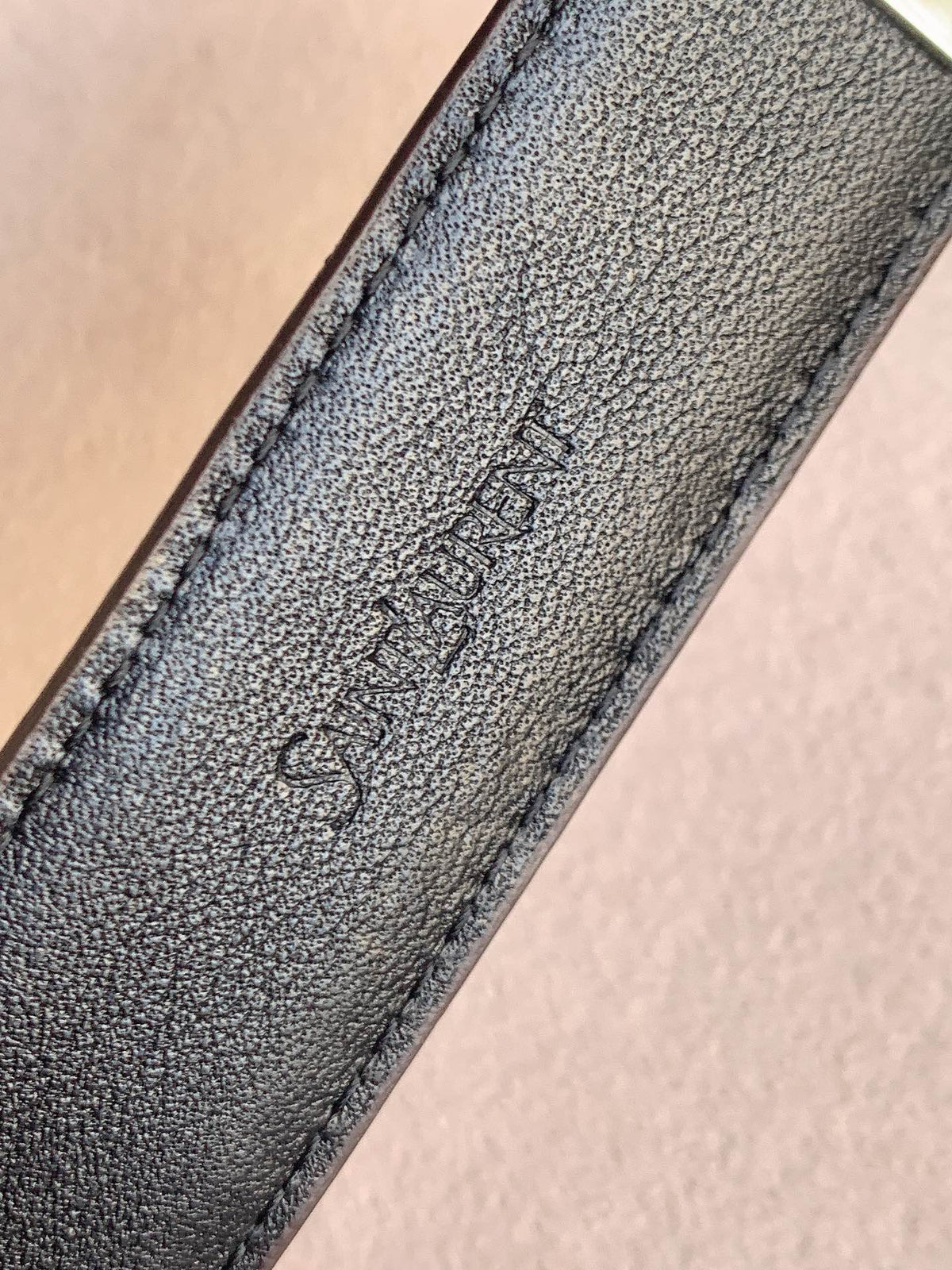 YSL 25S BELT 24 MM IN DARK BROWN EMBOSSED CALFSKIN STYLE 2 529686 mysite