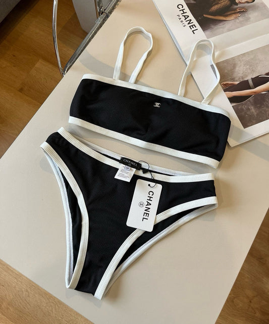 CC BIKINI SWIMSUIT SET BLACK WHITE 174796