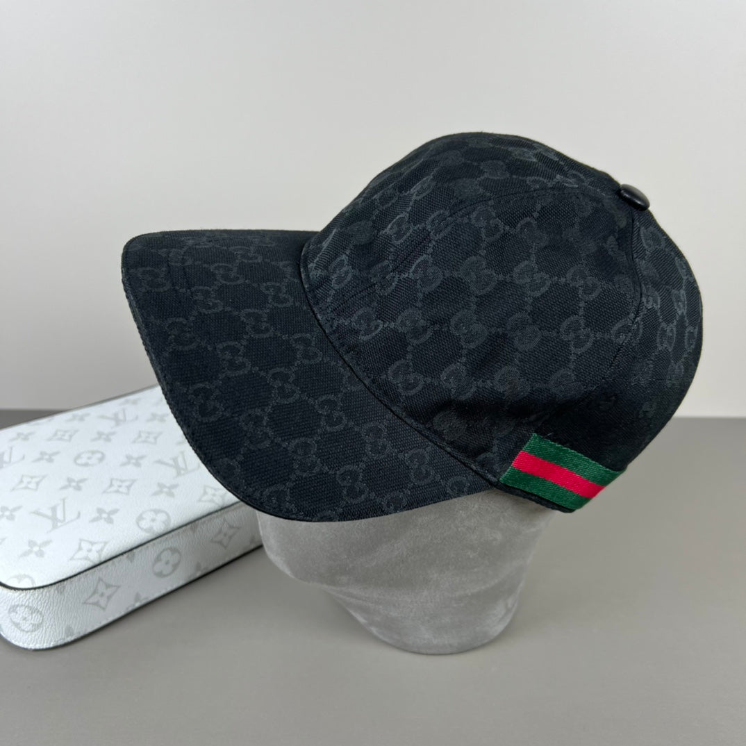 GG BASEBALL CAP IN BLACK MONOGRAM CANVAS