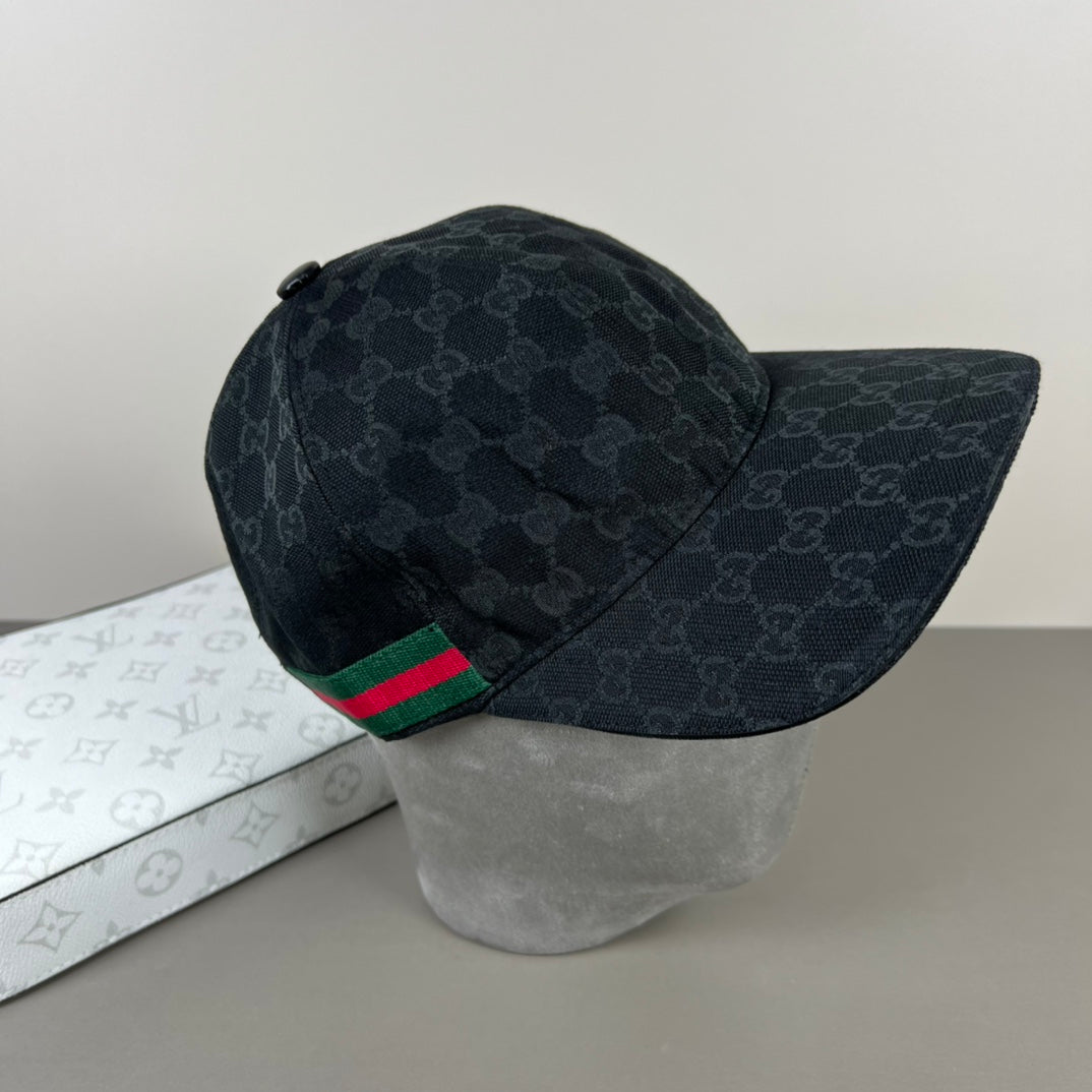 GG BASEBALL CAP IN BLACK MONOGRAM CANVAS