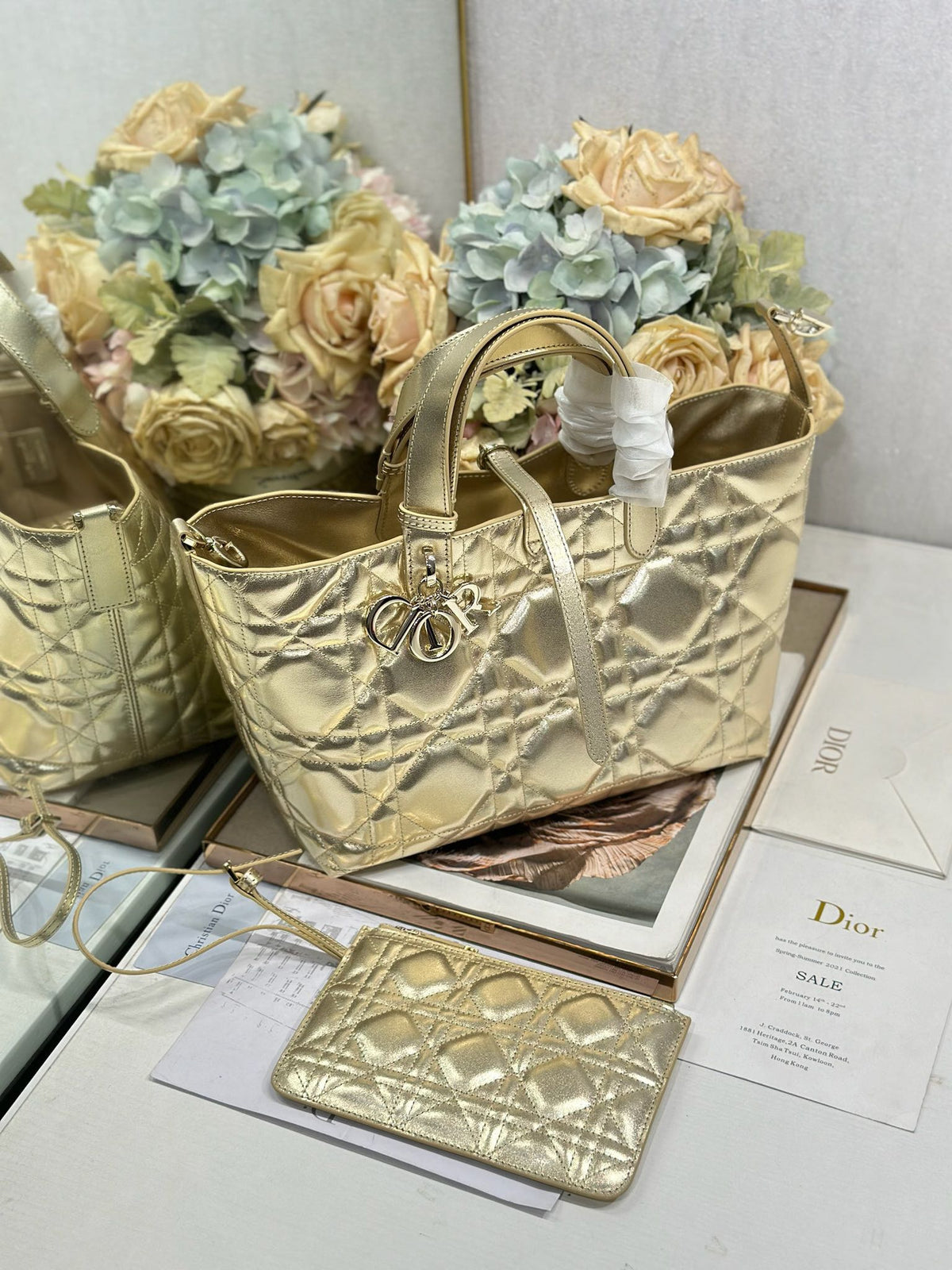 DIOR 26S TOUJOURS BAG 28 IN GOLD CALFSKIN