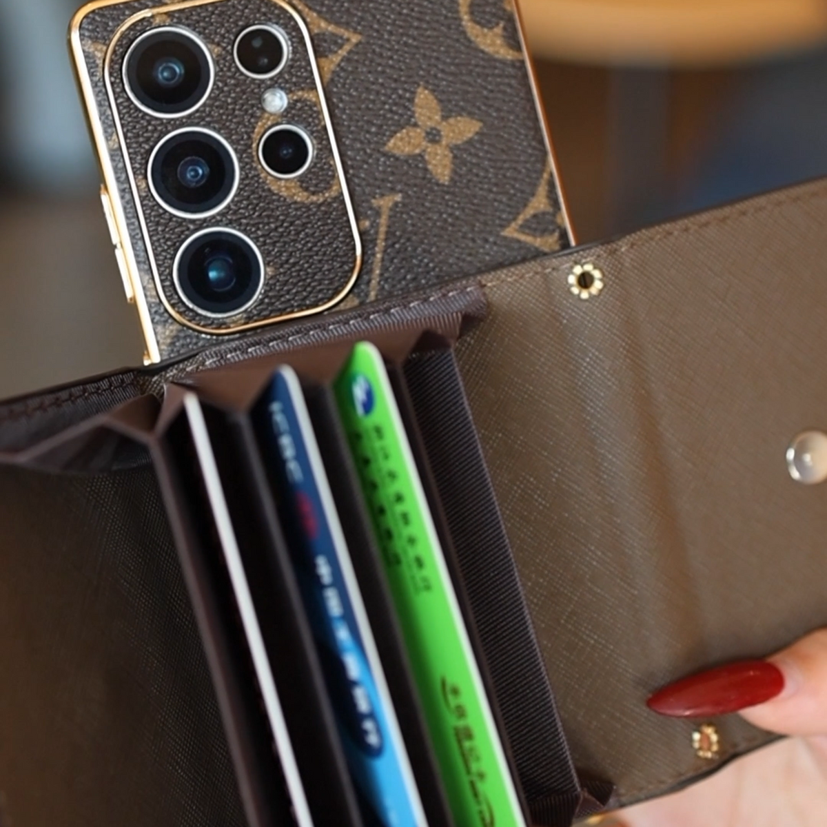 Premium Leather Samsung Case with Card Holder & Wrist Strap mysite