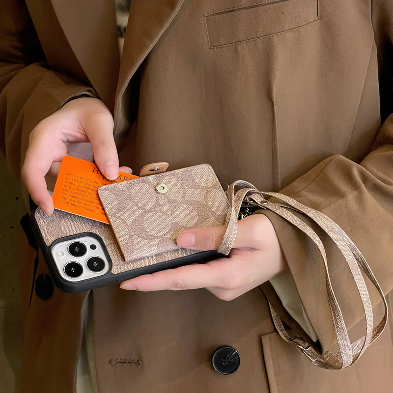 Classic iPhone Case With Wallet And Strap White -SZK240402 mysite