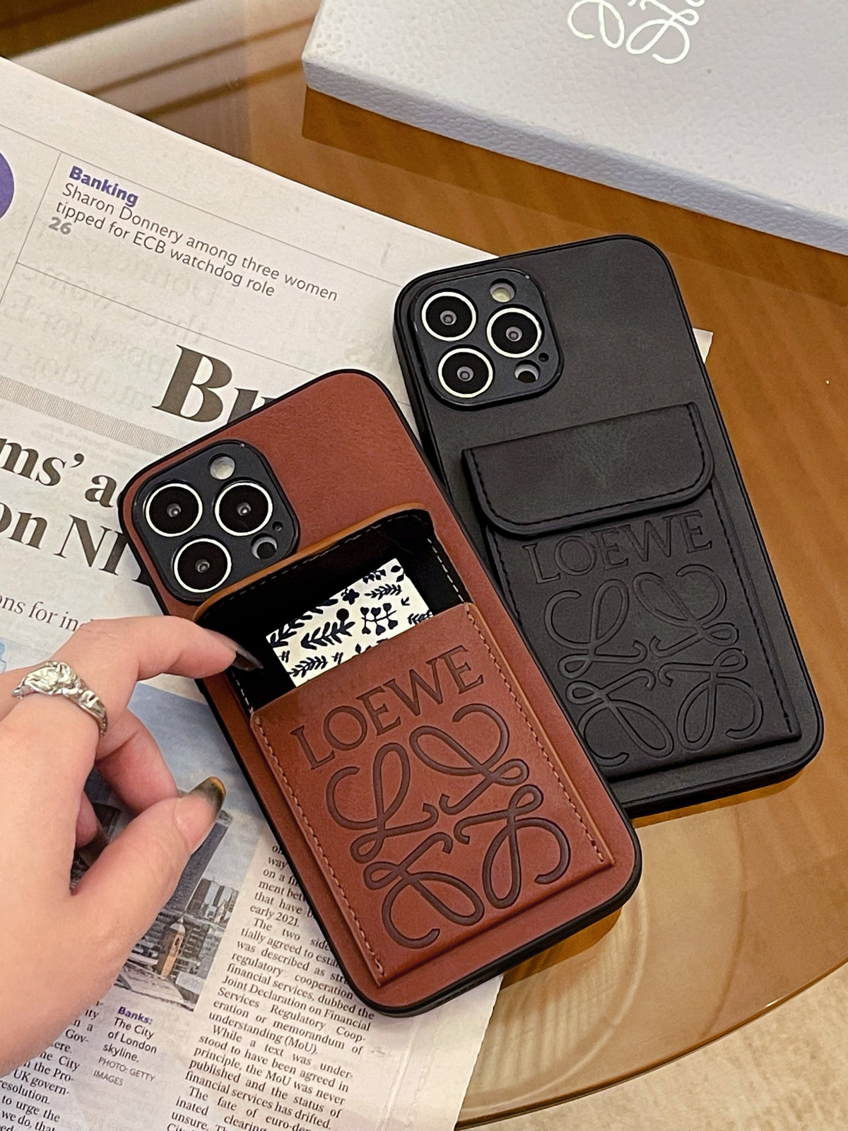 Luxury iPhone Case With Card Holder Black-LZP241448 mysite