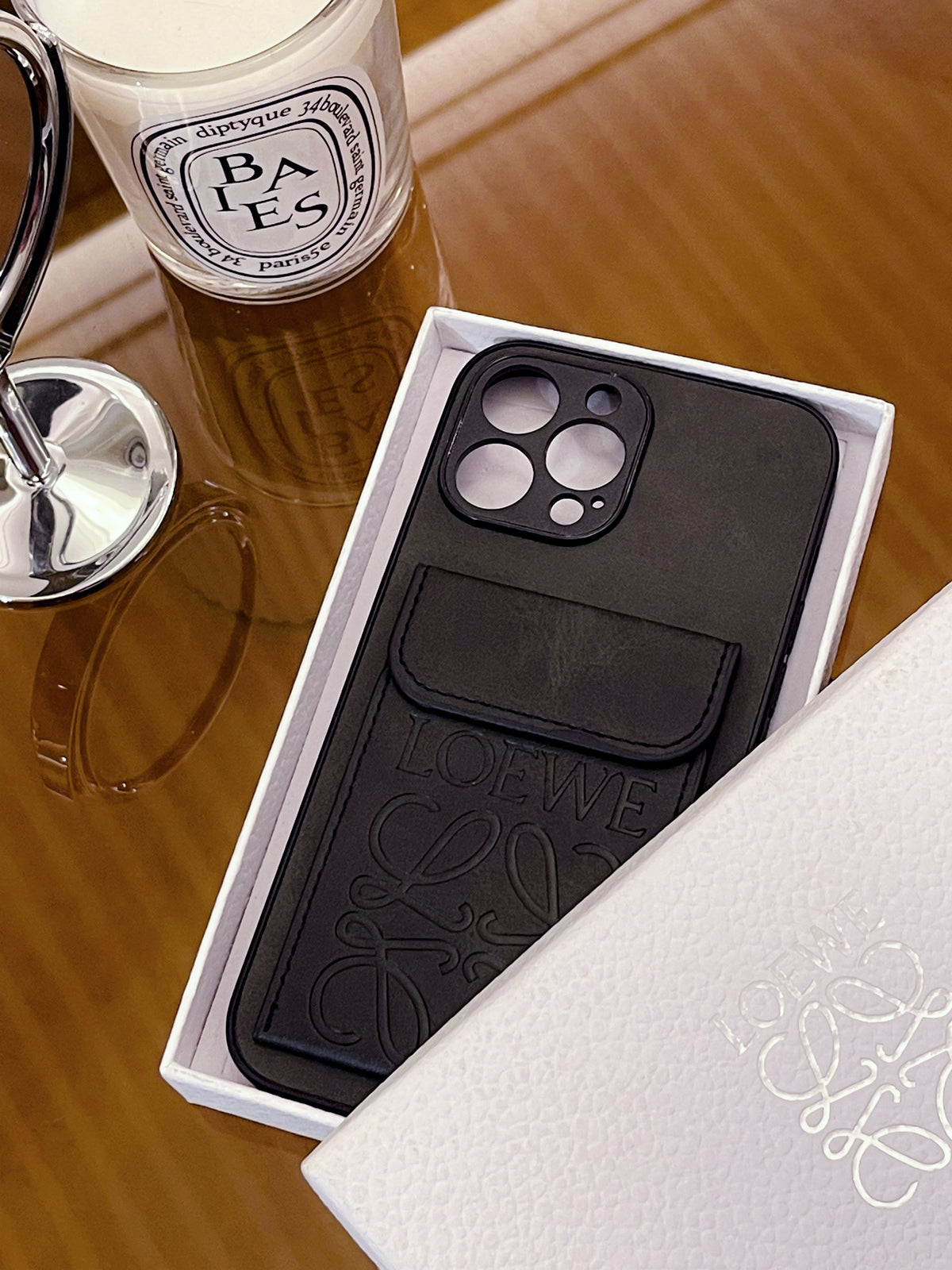 Luxury iPhone Case With Card Holder Black-LZP241448 mysite